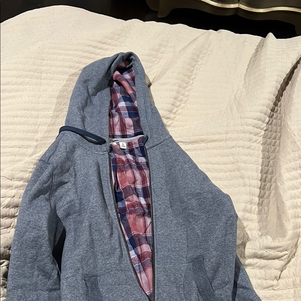 L.L. Bean Pink and Gray Fleece Hooded Coat